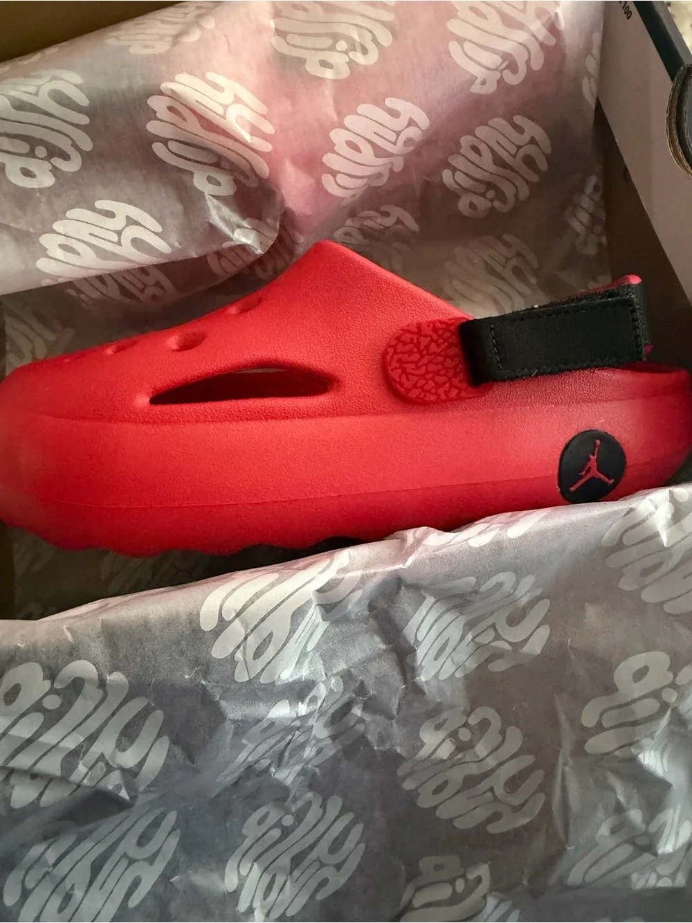 Jordan Hydrip Kids Red/Black Mules(3Y)